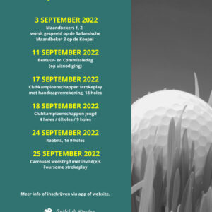 Poster wedstrijden september 2022 Golfclub de Koepel